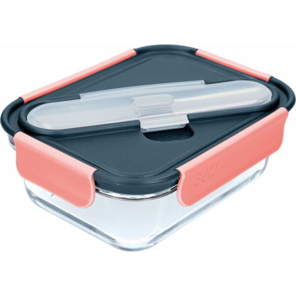 Built Tropic Glass 900ml Lunch Box with Stainless Steel Cutlery 16x21x7.5cm