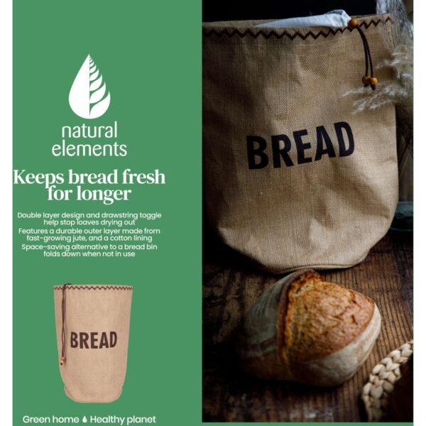 Natural Elements Hessian Bread Preserving Bag. 34cm x 17cm x 42cm