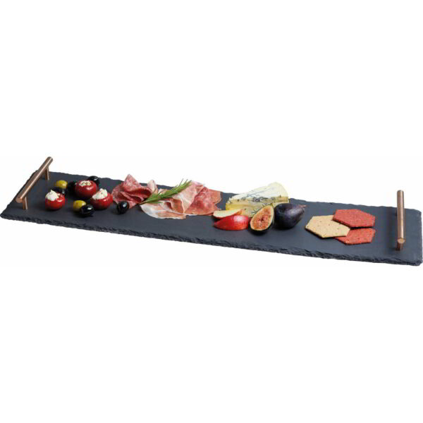 Artesa Slate Serving Platter with Copper Coloured Handles 60x15cm