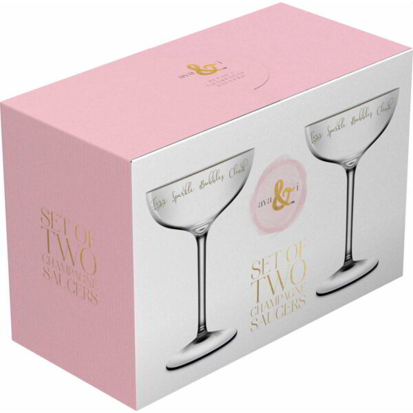 Ava & I Set of 2 Champagne Saucers - Fizz Sparkle Pop Clink 250ml