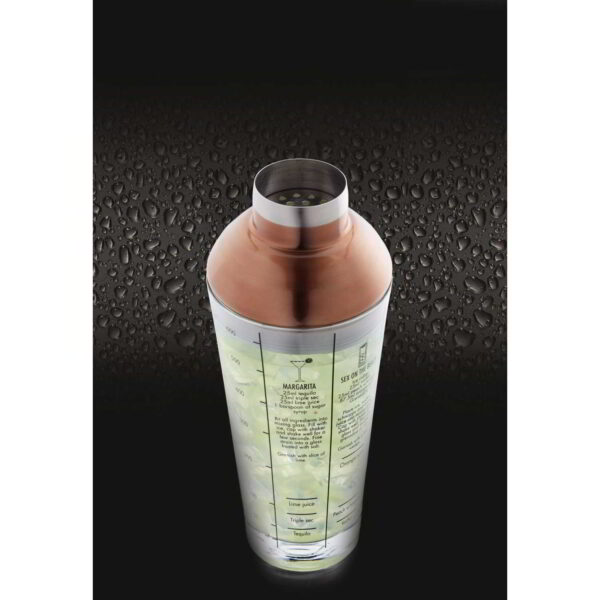 BarCraft Copper Finish Glass Cocktail Shaker 650ml