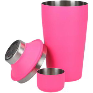 BarCraft Stainless Steel Mini Cocktail Shaker Neon Pink 300ml