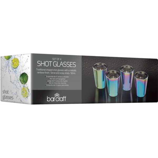BarCraft Rainbow Barware Shot Glasses Set of Four 50ml