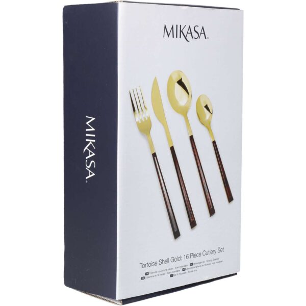 Mikasa Sixteen Piece Stainless Steel Tortoiseshell Cutlery Set