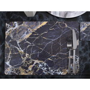 Creative Tops Marble Effect Set of Four Large Placemats Navy Marble Effect 40x29cm