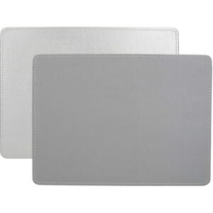 Creative Tops Premium Faux Leather Placemats Pack of 4 Silver 29x21.5cm