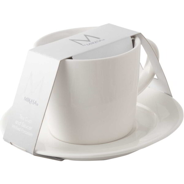 M By Mikasa Whiteware Ridged Cup and Saucer 250ml