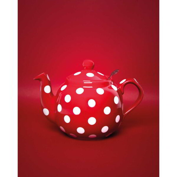 London Pottery Globe Teapot Red/White Spot Six Cup - 1.2 Litres