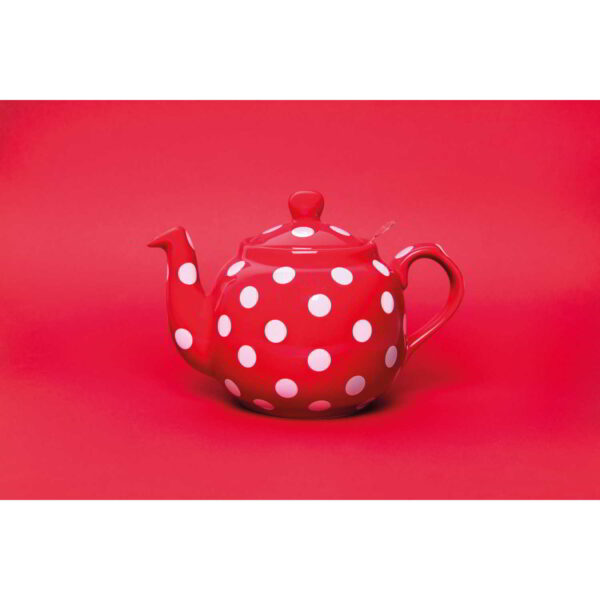 London Pottery Globe Teapot Red/White Spot Six Cup - 1.2 Litres