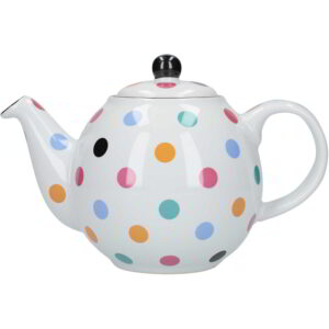 London Pottery Globe Teapot White/Multi-Spot Six Cup - 1.2 Litres