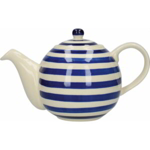 London Pottery Blue Bands Four Cup - 900ml Globe Teapot