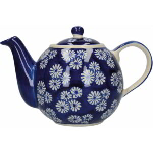 London Pottery Blue Small Daisies Four Cup - 900ml Globe Teapot