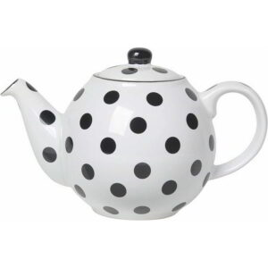 London Pottery Globe Teapot White/Black Spot Two Cup - 500ml