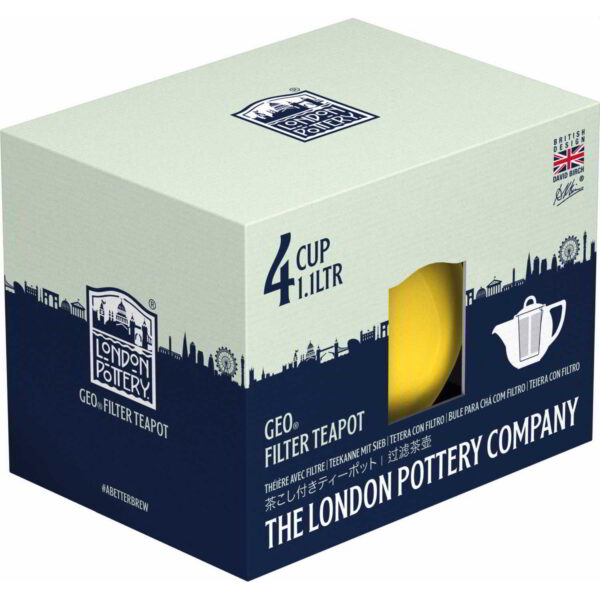 Teekann keraamika teesõelaga 1.1L 'lemon geo' London Pottery