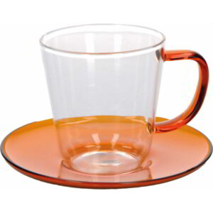 La Cafetière Amber Glass 240ml Tea Cup and Saucer