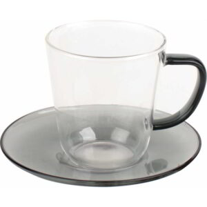 La Cafetière Smoke Grey Glass 240ml Tea Cup and Saucer
