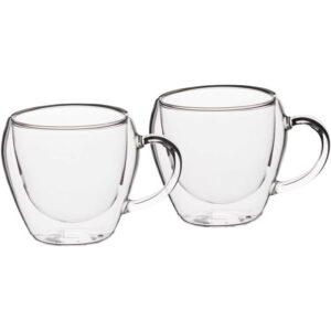 KitchenCraft Le'Xpress Double Walled Glass Teacups Set of Two 230ml