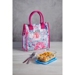 KitchenCraft 4 Litres Tote Cool Bag Grey Flower 24x10x25cm