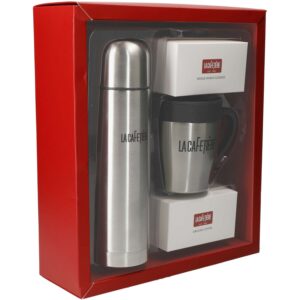 La Cafetière Travel Fuel Gift Set 480ml flask 300ml stainless steel mug