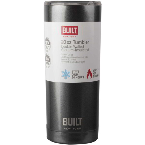 Built Perfect Seal 590ml Charcoal Double Walled Stainless Steel Hydration Travel Mug