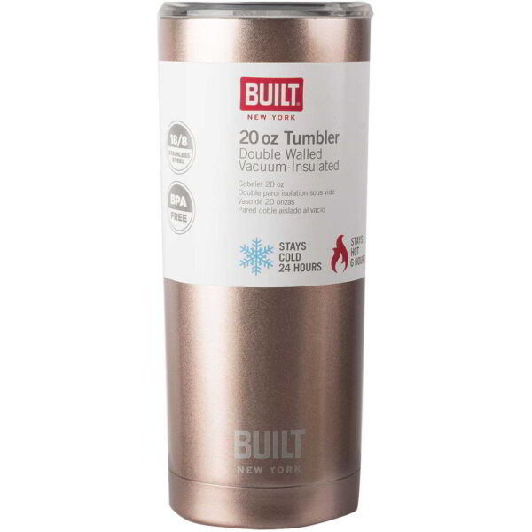 Built Perfect Seal 590ml Rose Gold Double Walled Stainless Steel Hydration Travel Mug