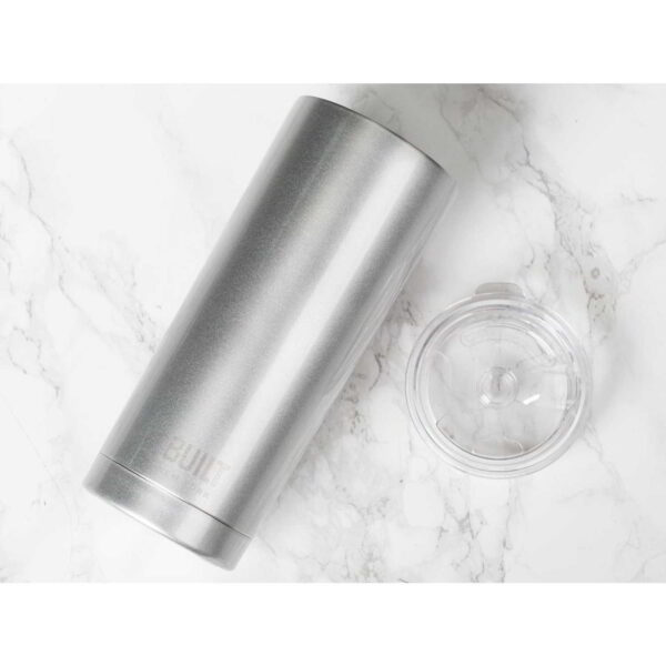 Built Perfect Seal 590ml Silver Double Walled Stainless Steel Hydration Travel Mug