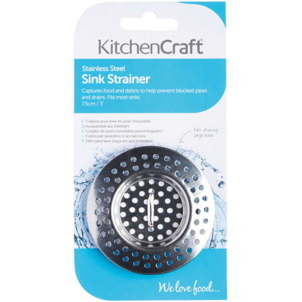 KitchenCraft Stainless Steel 7.5cm Large Hole Sink Strainer