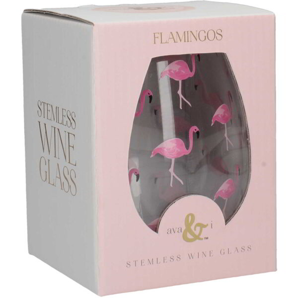 Ava & I Flamingo Stemless Wine Glass 590ml