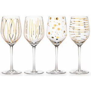 Mikasa Cheers Set of Four White Wine Glasses Metallic Gold 400ml