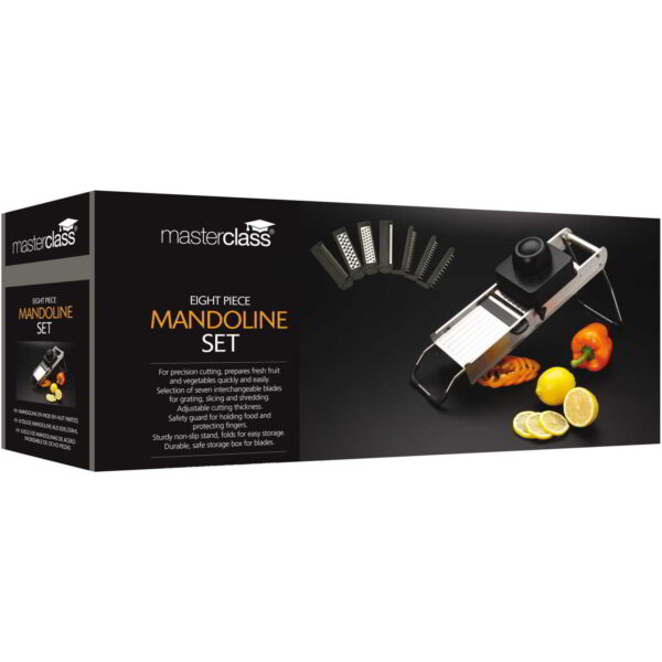 MasterClass Stainless Steel Mandoline Set with Safety Guard and Seven Blades