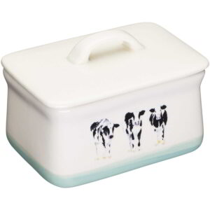 KitchenCraft Apple Farm Ceramic Cow Butter Dish 14.5x9.5x7cm